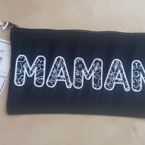 Cadeau maman personnalisé pochette zippée cadeau fete des mères personnalisable trousse de rangement idée cadeau femme