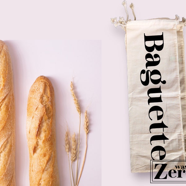 Sac à pain Personnalisé. Sac à Baguette. Sac recyclabe. Zero Waste. recycled bag. recycled bread bag. Baguette bag.