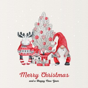 Beige Watercolor Merry Christmas and Happy New Year  Card
