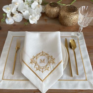 Custom Embroidered Polyester Napkin, Placemat & Table Runner Set – Personalized Monogram Table Decor – Wedding, Holiday or Host Gift Idea