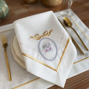 Custom Monogram Embroidered Polyester Napkin, Placemat & Runner Set; Elegant Personalized Table Linens; Wedding, Holiday, or Host Gift Idea