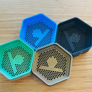 Hexagon magnetic and stackable game trays, multi-colour board game organiser and accessories, token tray board game storage box