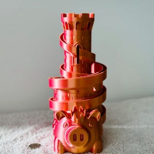 Creative and fun piggy bank tower, 3 coins slots and 2 coins slides piggy bank castle