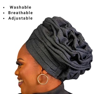 Tissu auto-géant africain prêt-à-porter, foulard, cravate damas, foulard de fête nigérian pré-coiffé, turban en couleurs unies.