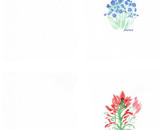 Flores del desierto surtidas: pinturas de acuarela originales, escaneadas y puestas a su disposición digitalmente, ¡para imprimir una y otra vez! 20/juego