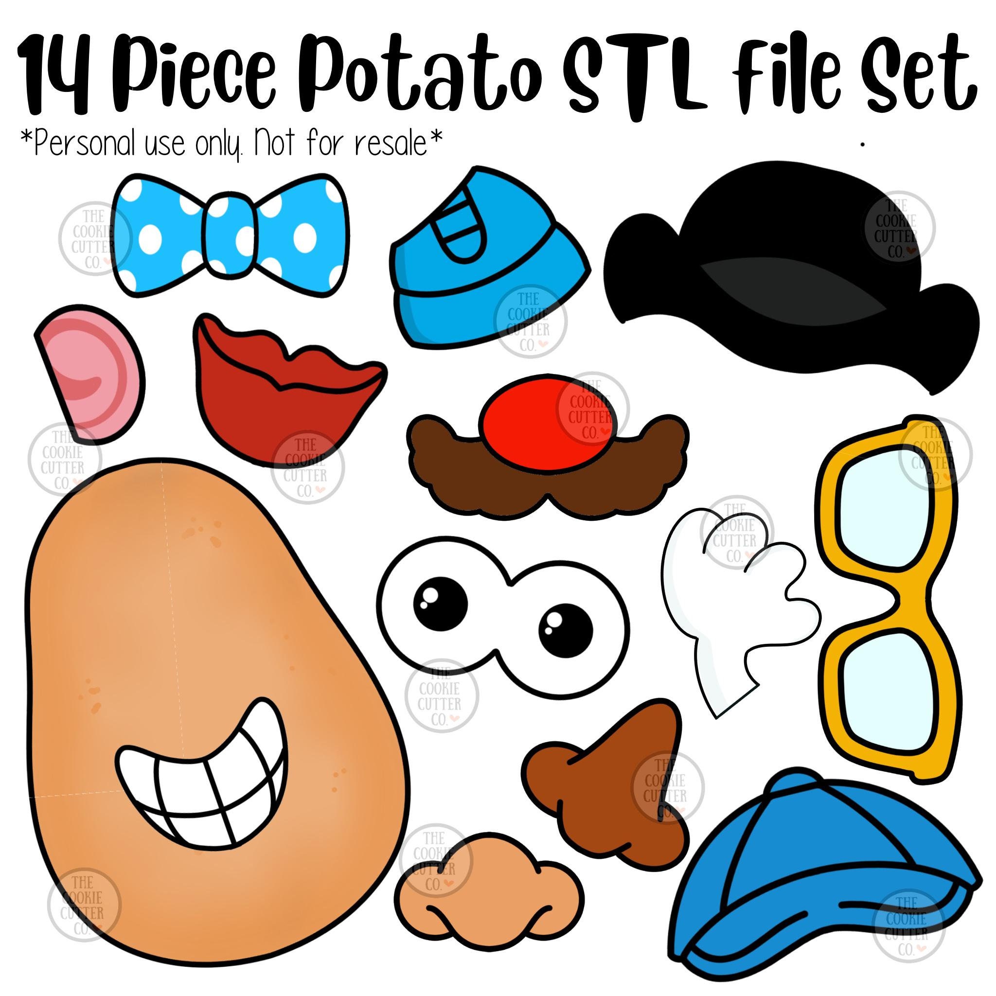 14 piece Mr Potato Head cookie cutter set STL