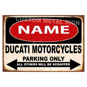 Gepersonaliseerde Ducati Parking Only Emaille Bord Retro Aangepaste Naam Motorfiets Decoratie Metalen Bord Cadeau voor Ducati Fans Garage
