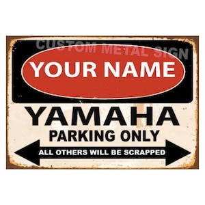 Motorcycle Metal Sign Personalized RETRO Parking Only Tin Sign Gift for Yamaha Fans Biker Workshop Garage Sign 20 x 30 cm Decoration