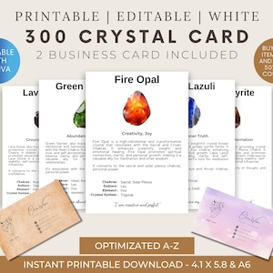 White - 300 Printable Crystal Meaning Cards / Crystal Information Cards / Crystal Properties / Printable Gemstone Cards / Gemstone Energies