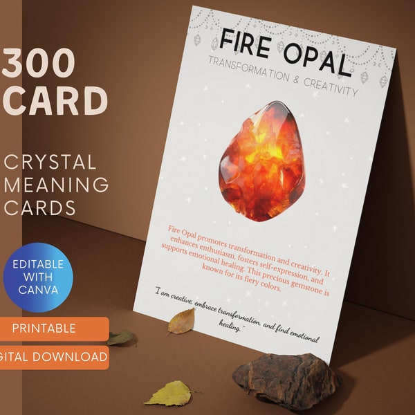 300 Printable Crystal Meaning Cards / Crystal Information Cards / Crystal Properties / Printable Gemstone Cards / Gemstone Energies & Quote