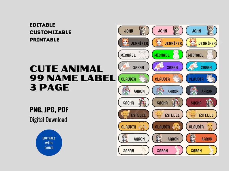 Editable Customizable Printable School Supply Labels / Daycare Labels ...