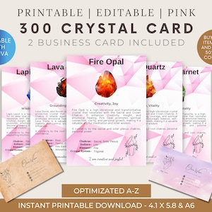 Pink- 300 Printable Crystal Meaning Cards / Crystal Information Cards / Crystal Properties / Printable Gemstone Cards / Zodiac Meaning Cards