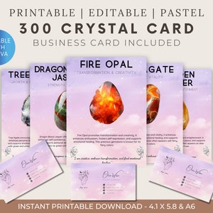 Pastel- 300 Printable Crystal Meaning Cards / Crystal Information Cards /  Crystal Properties / Printable Gemstone Cards / Gemstone Energies