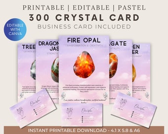 Pastel- 300 Printable Crystal Meaning Cards / Crystal Information Cards /  Crystal Properties / Printable Gemstone Cards / Gemstone Energies