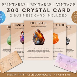 Boho - 300 Tarjetas de Significado de Cristal Imprimibles / Tarjetas de Información de Cristal / Propiedades de Cristal / Tarjetas de Piedras Preciosas Imprimibles / Energías de Piedras Preciosas