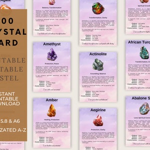 Pastel - 300 Printable Crystal Meaning Cards / Crystal Information Cards / Crystal Properties / Printable Gemstone Cards / Gemstone Energies