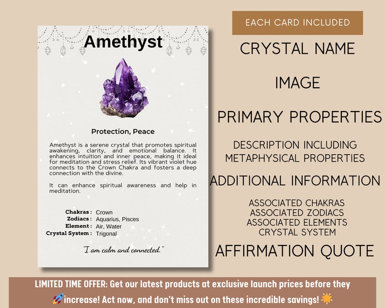 Printable Mist Card Mist - 300 Printable Crystal Meaning Cards / Crystal Information Cards ...