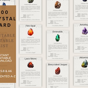 Mist - 300 Printable Crystal Meaning Cards / Crystal Information Cards / Crystal Properties / Printable Gemstone Cards / Gemstone Energies