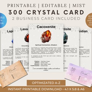 Printable Mist Card Mist - 300 Printable Crystal Meaning Cards / Crystal Information Cards ...