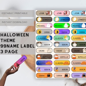 Editable Printable Halloween Theme School Supply Labels / Daycare Labels / Back to School Labels / Digital Name Label / Name Label Template