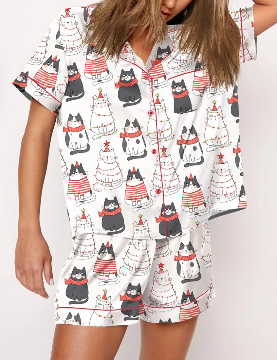 Meowy Christmas Pajama Set Happy Cat Year Pajama Cats Etsy
