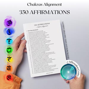 350 Chakra Alignment Affirmations - Reiki & Energy Healing Prompts - Printable Chakra Exploration Worksheets - Holistic Healing Practitioner