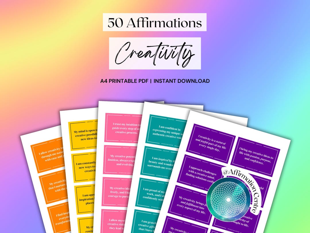 50 Creativity Affirmation Cards Printable - Creative Mode - Mindful ...