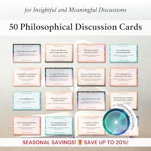 50 Philosophical Discussion Cards - Existential Conversation Starters - Existential Therapy - Deep Thinkers - Philosophy Group Discussion