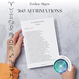 360 Zodiac Signs Affirmations - Printable Astrology Positive Mantras - Star Sign Personalized Affirmations - Sun, Moon, Rising Reflections