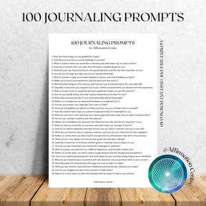 100 sugerencias para un diario para principiantes - Diario para la claridad mental - Sugerencias para un diario de mindfulness - Autocuidado para principiantes - Diario de autodescubrimiento