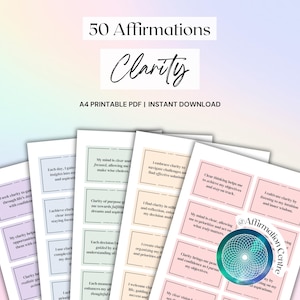 50 Clarity Affirmation Cards Printable - Core Values - Values Exploration - ACT - Clarity Tarot Reading -Decision Making -Intentional Living