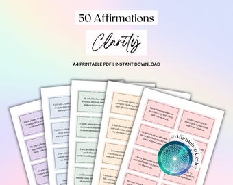 50 Clarity Affirmation Cards Printable - Core Values - Values Exploration - ACT - Clarity Tarot Reading -Decision Making -Intentional Living