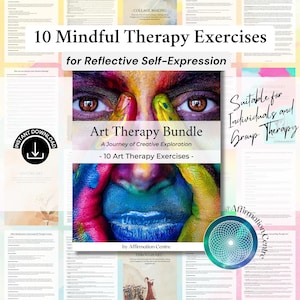 10 exercices d'art-thérapie - Feuilles de travail artistiques sur la régulation des émotions - Document à distribuer basé sur l'art thérapeutique - Outil de travail social pour les traumatismes