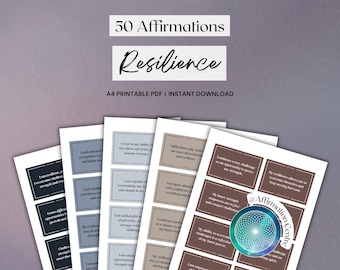 50 Mental Resilience Affirmation Cards Printable - Emotional Strength - Encouragement Words - Stay Strong with Courage - Overcome Challenges