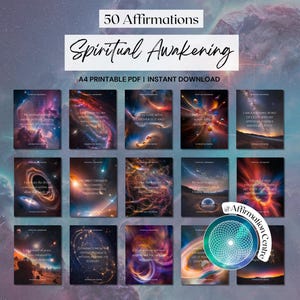 50 Spiritual Awakening Affirmation Cards Printable - Higher Self Affirmations - Third Eye Awakening - Energy Alignment -Inner Transformation