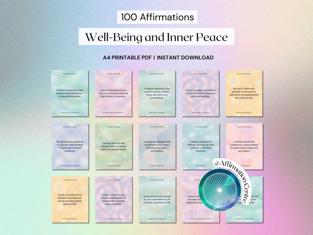 100 Inner Peace Positive Affirmations - Mind Calming Mental Clutter ...
