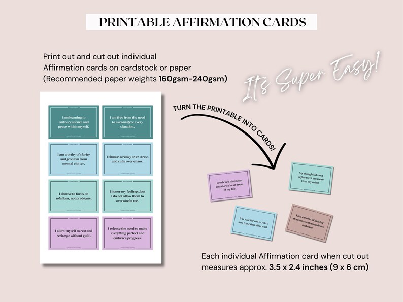 Overthinking Card 50 Overthinker Affirmation Cards Printable - Anxiety Relief Handouts ...