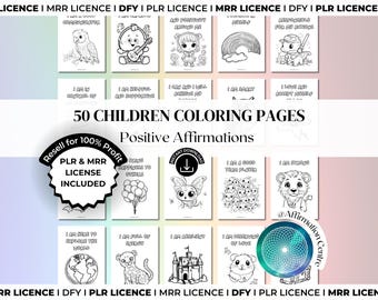 PLR MRR 50 Kids Affirmations Coloring Pages Canva Editable - Mindfulness Wellness Mental Health Coach Resell Resources Mrr Plr Dfy Coloring