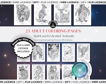 Mandalas de animales para colorear para adultos (PLR, MRR) - Canva editable - Recursos para revender entrenadores de salud mental, bienestar y atención plena - Mrr Plr Dfy Coloring