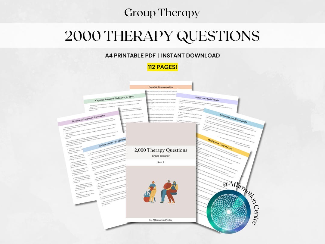 2000 Group Therapy Questions (part 2), Interventions Therapist Tools ...