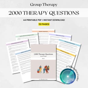 2000 Group Therapy Questions (Part 2), Interventions Therapist Tools CBT, DBT, ACT, Emdr, Somatic Psychotherapy Notes Therapy Documentation