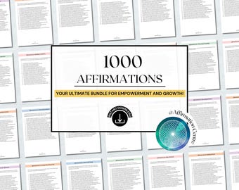 1000 Affirmations - Daily Positive Mantras Affirmations - Self-Love Quotes - Printable Affirmation Cards - Mindfulness Set -Affirmation Deck