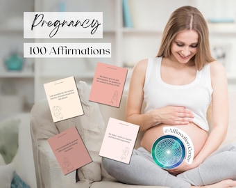 100 tarjetas imprimibles con frases positivas sobre el embarazo y el parto - Arte lineal para el embarazo - Regalo para baby shower para futuras mamás