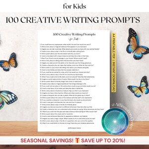 100 schrijftips voor kinderen - Creatieve verhalen vertellen voor kinderen - Geestelijke gezondheid voor kinderen - Angstkaarten voor kinderen - Montessori - Thuisonderwijs
