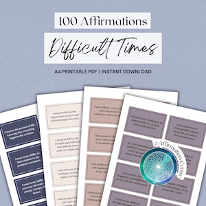 100 cartes de vœux à imprimer pour les moments difficiles - Cadeau de motivation - Cadeau de pensée pour vous - Mots d'encouragement, citation - Câlin de poche