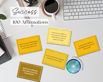 100 Success Affirmation Cards Printable - Success Manifestation - Success Vision Board Manifesting -Motivational Cards - Success Journal