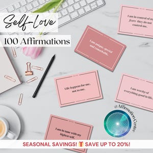100 Self-Love Affirmation Cards Printable -Vision Board Printables-Positive Quote Flash Cards For Women- Manifestation Positivity Cards Deck