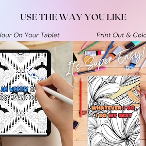 100 Affirmation Coloring Pages for Adults Printable - Self-Love Affirmation Coloring Book - Positive Quotes Coloring -Anxiety, Stress Relief image 6