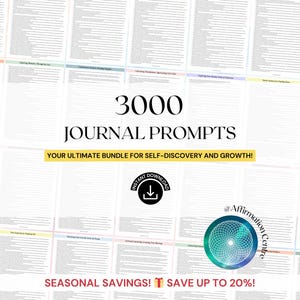3000 journaalprompts - afdrukbare dagboekpagina's - digitaal schrijfdagboek - dagboekwerkbladen - life coach-dagboek - geestelijke gezondheidscoach
