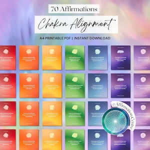 70 Chakra Alignment Affirmations - Reiki Energy Healing Cards - Printable Chakra Exploration Handouts - Holistic Healing - Chakra Balancing